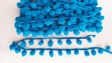 Blue Pom Pom Fringe Trim, Pompom Trimming, Tassels